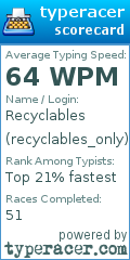 Scorecard for user recyclables_only