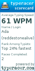 Scorecard for user reddestonealive