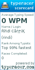 Scorecard for user rindi