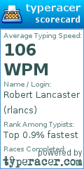 Scorecard for user rlancs