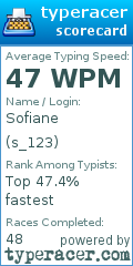 Scorecard for user s_123