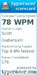 Scorecard for user sabersun