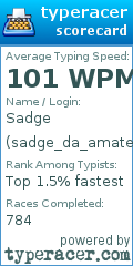 Scorecard for user sadge_da_amateur