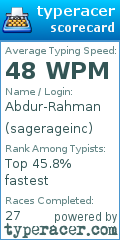 Scorecard for user sagerageinc