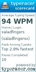 Scorecard for user saladfingersx