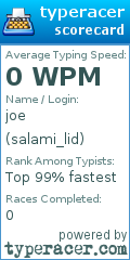 Scorecard for user salami_lid