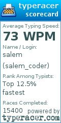 Scorecard for user salem_coder
