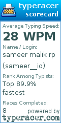 Scorecard for user sameer__io