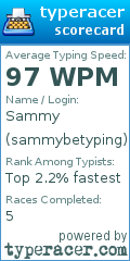 Scorecard for user sammybetyping