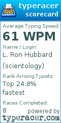 Scorecard for user scientology