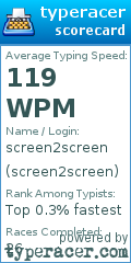 Scorecard for user screen2screen