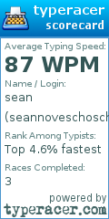 Scorecard for user seannoveschosch