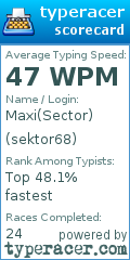 Scorecard for user sektor68