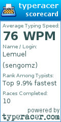 Scorecard for user sengomz