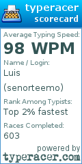 Scorecard for user senorteemo