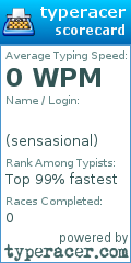 Scorecard for user sensasional