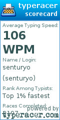 Scorecard for user senturyo