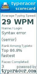 Scorecard for user serror