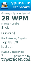 Scorecard for user sevren