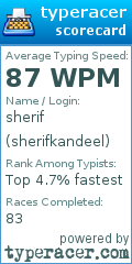 Scorecard for user sherifkandeel
