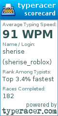 Scorecard for user sherise_roblox