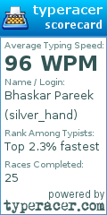 Scorecard for user silver_hand