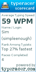 Scorecard for user simpleenough
