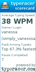 Scorecard for user simply_vanesssa