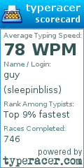 Scorecard for user sleepinbliss