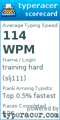 Scorecard for user slj111