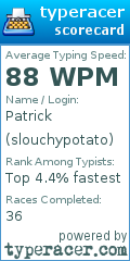 Scorecard for user slouchypotato