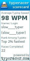Scorecard for user slow____typer