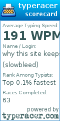 Scorecard for user slowbleed