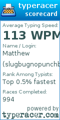 Scorecard for user slugbugnopunchbacks
