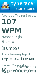Scorecard for user slump9