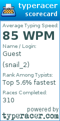 Scorecard for user snail_2