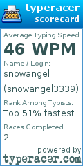 Scorecard for user snowangel3339