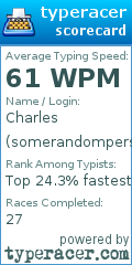 Scorecard for user somerandomperson949