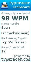 Scorecard for user somethingsean