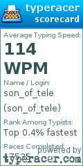 Scorecard for user son_of_tele