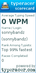 Scorecard for user sonnybandz