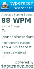 Scorecard for user sonochinosadame