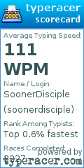 Scorecard for user soonerdisciple