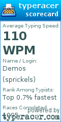 Scorecard for user sprickels