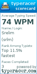 Scorecard for user srlm