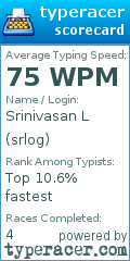 Scorecard for user srlog