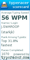 Scorecard for user starkjk