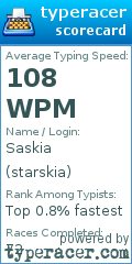 Scorecard for user starskia
