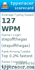 Scorecard for user stepoffthegas