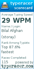 Scorecard for user storay